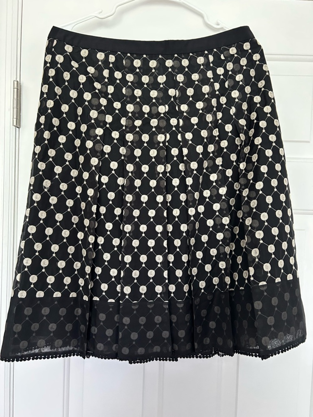 Ann Taylor Black and Cream Polka Dot A-Line Skirt